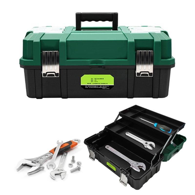 17inch Toolbox Organizers Storage Case With Three Foldable Trays and Lockable Lid, Portable Dividers And Carrying Handle