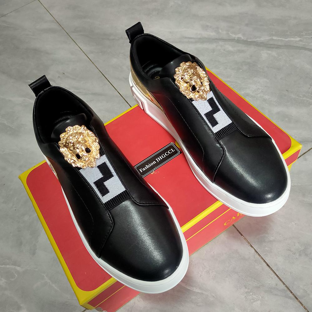 

Men s casual shoes new high top shoes trend multi-purpose slatted lace-up flat shoes cowhide sneakers A6 47 чёрный