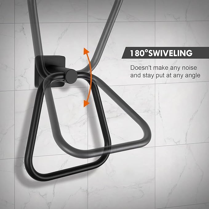 Stylish Wall Mounted Towel Ring - Stainless Steel Hand Towel Holder for Bathroom & Lavatory - Sleek Matte Black Finish