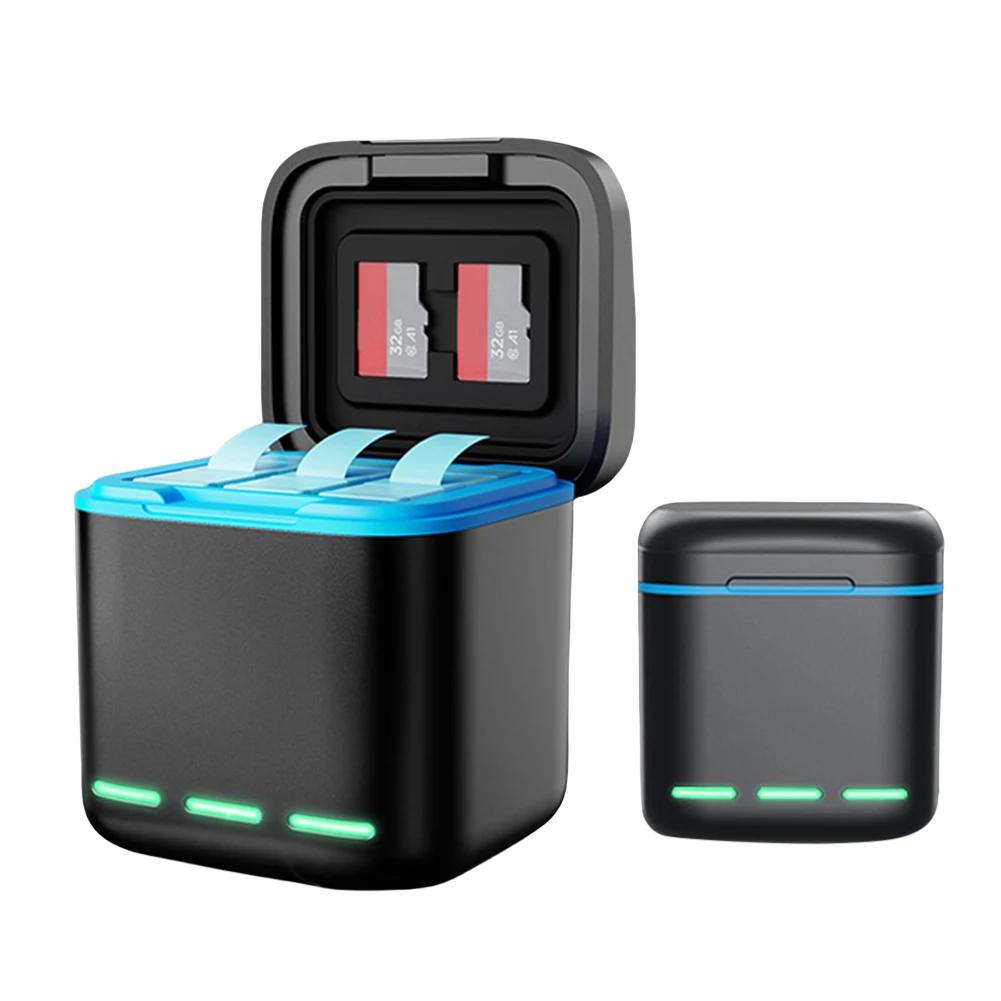 

3-канальное зарядное устройство с кабелем Type C. Быстрое зарядное устройство. Зарядное устройство для быстрой зарядки Go Pro Hero 8, 7, 6, 5. Аксессуары для камер.