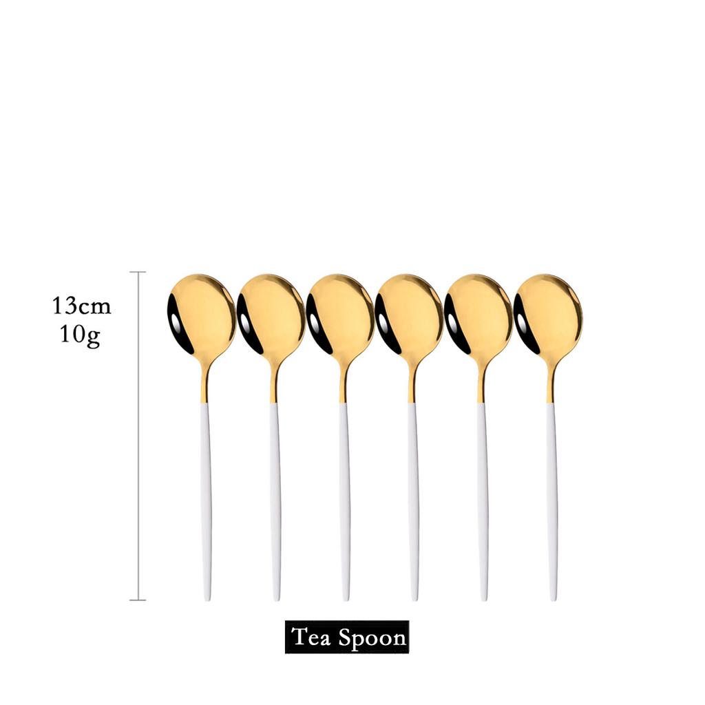 Set da 6 Pezzi Cucchiaini Acciaio Inossidabile Posate Colorate Cucchiaini Piccoli per Torta Frutta Dessert Caffè Snack Strumenti per la Cucina Stoviglie