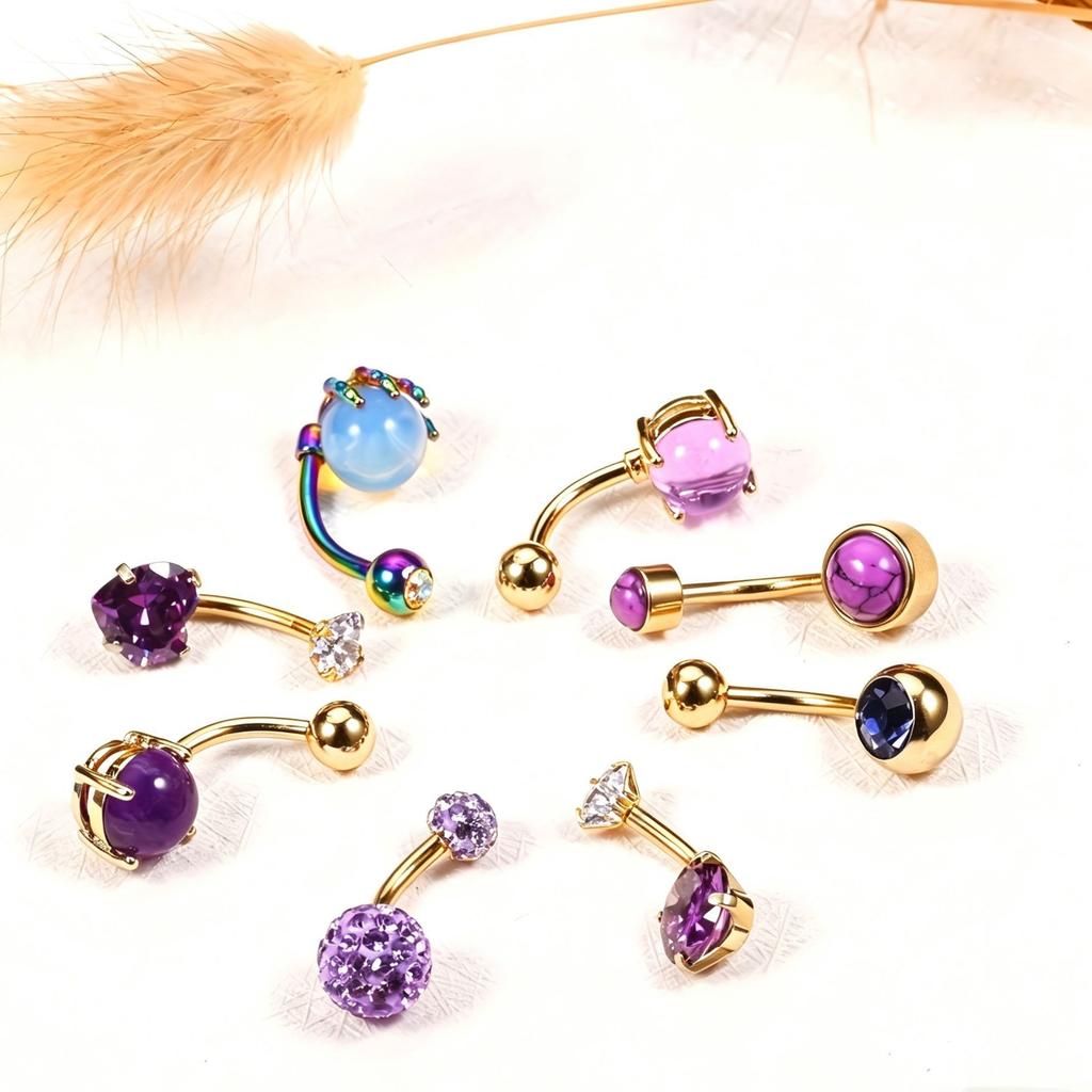 Light Luxury Stainless Steel Trendy Wind Texture Navel Nail Arc Puncture Decoration Personality Daily Versatile Spot