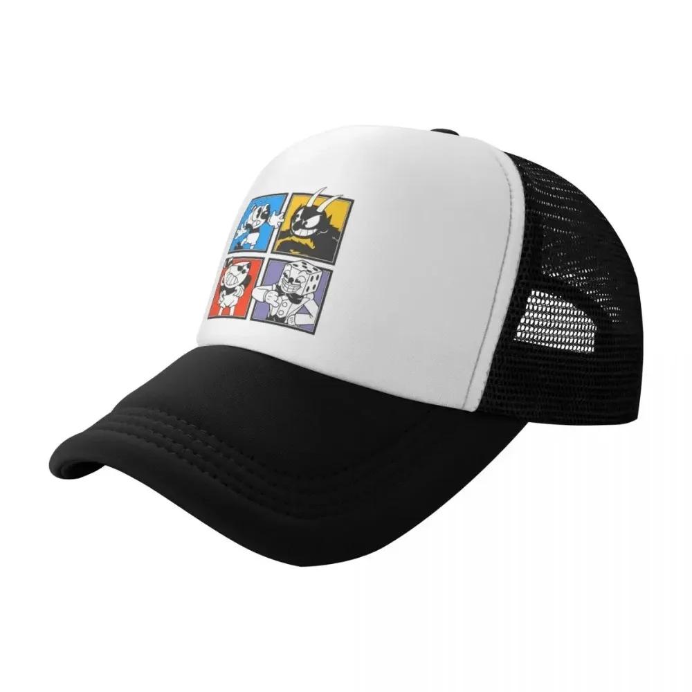 Personalized Cuphead Characters Trucker Hat Unisex Women Adjustable Adult Cartoon Game Baseball Cap Hip Hop Dad Hat