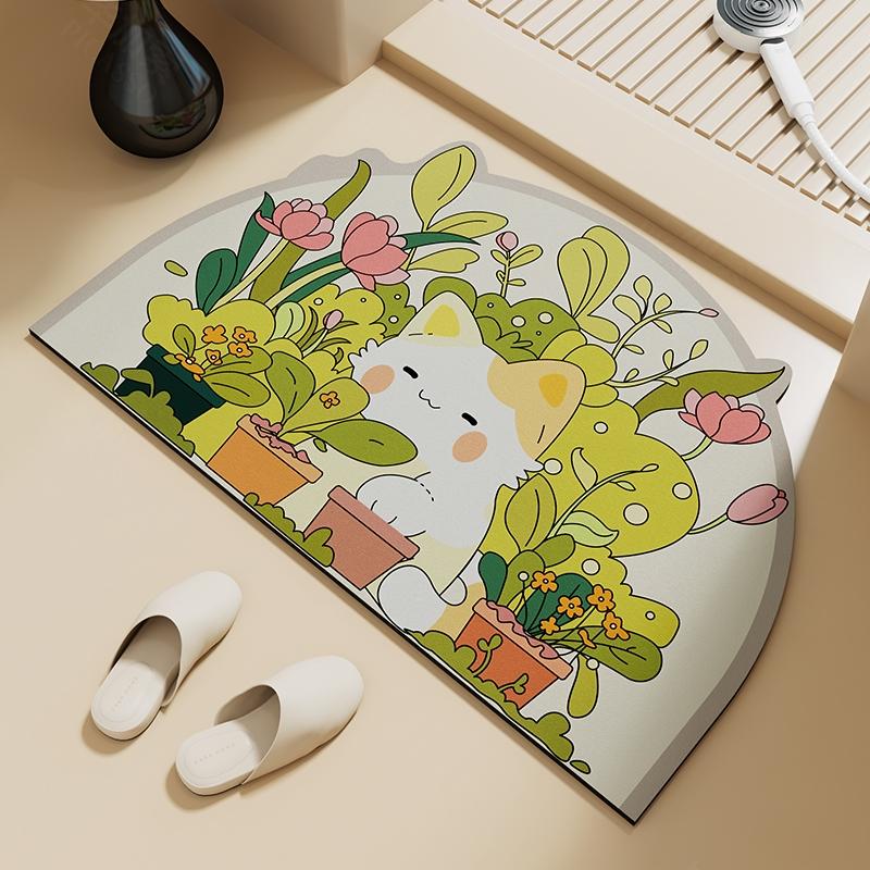 Toilet Floor Mat Panda Diatom Mud Bathroom Absorbent Mat Toilet Door Non-slip Quick-drying Foot Mat Bathroom Carpet Mat