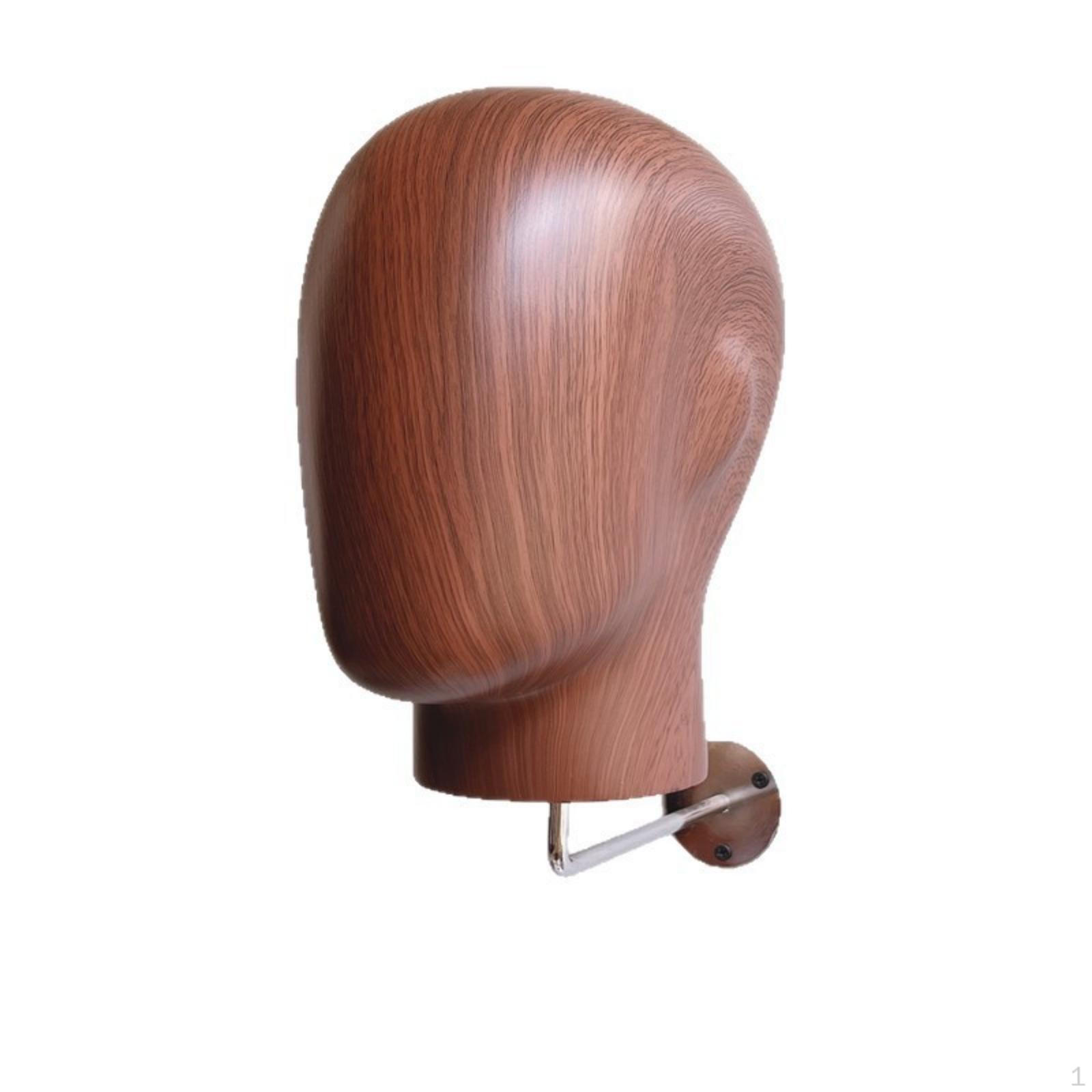 WallMounted Mannequin Head WoodGrain Finish Mounted on Wall Round Mounting Plate Wood