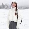 Hollow yarn white duck down winter wear new fashionable bud down jacket women's design short coat