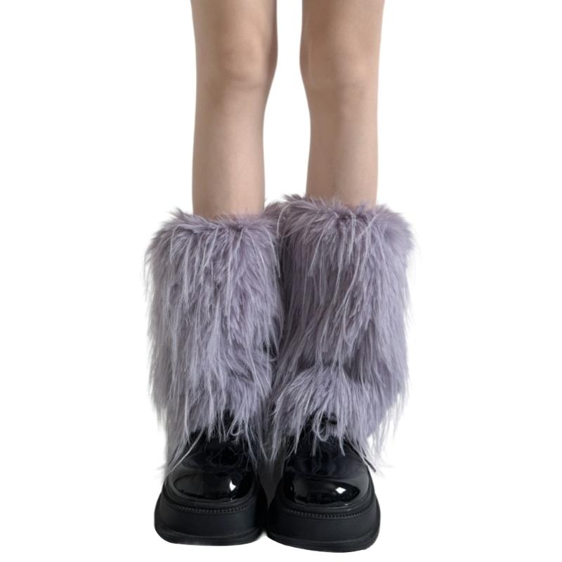 Women's Thick Fuzzy Leg Warmers Soft Plush Boot Covers Toppers for Costume Parties Winter Fashion Accessory Leg Gaiters