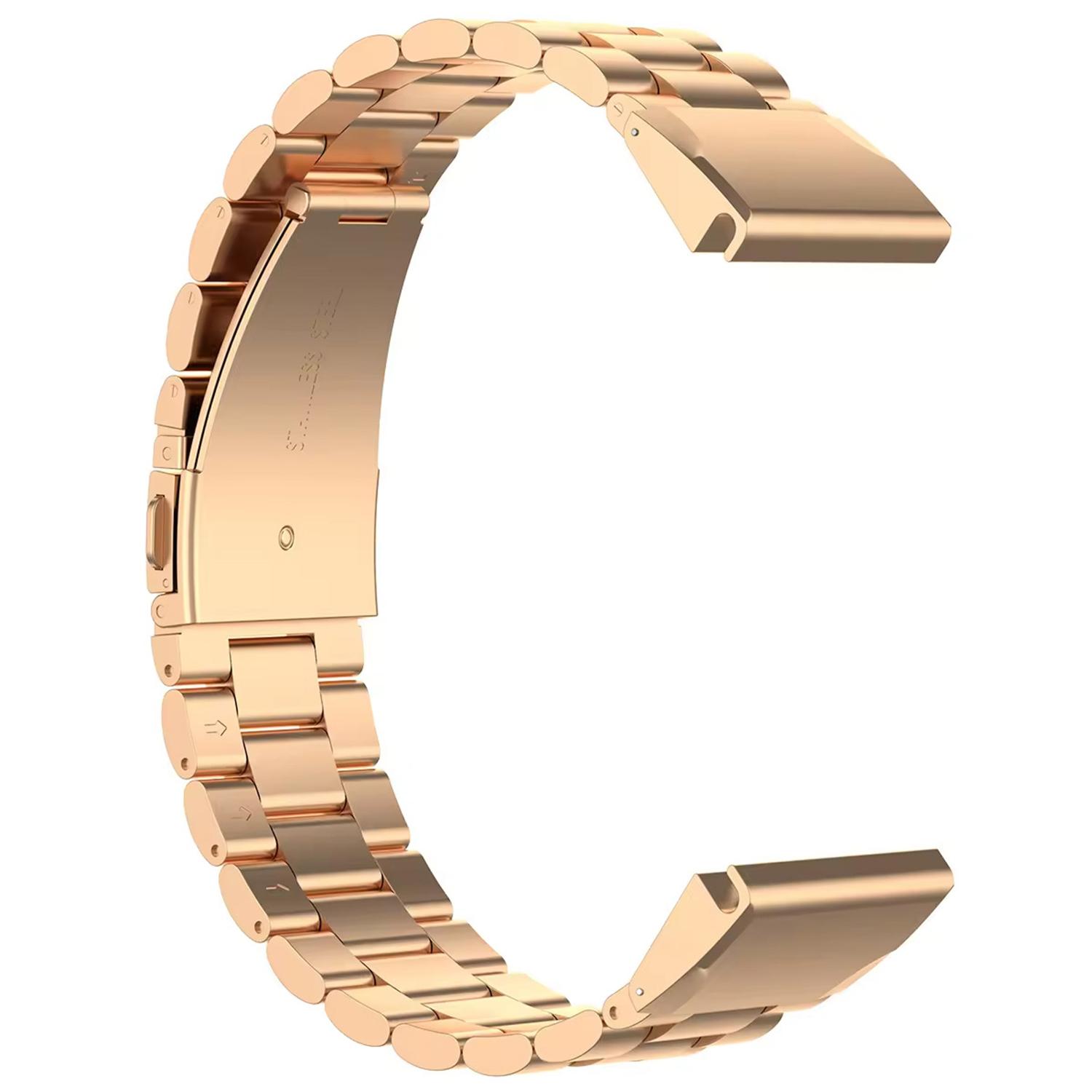 

Stainless Steel Strap for Garmin Fenix 7/7 Pro/6 Quickfit 22mm Three Beads Watch Band Rose Gold