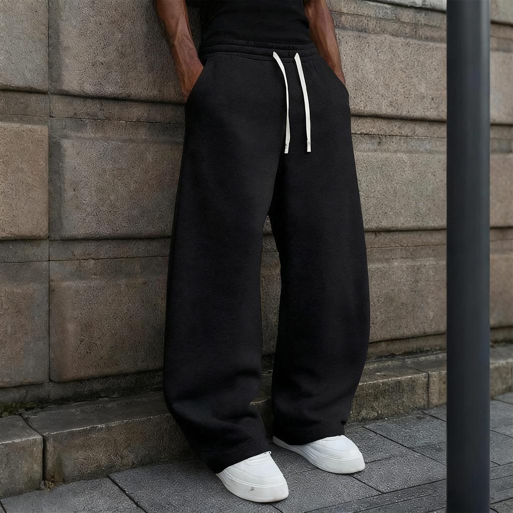 Men's Baggy Sweatpants Fleece Casual Pants Elastic Waist Athletic Workout Jogger Sweat Fall Winter