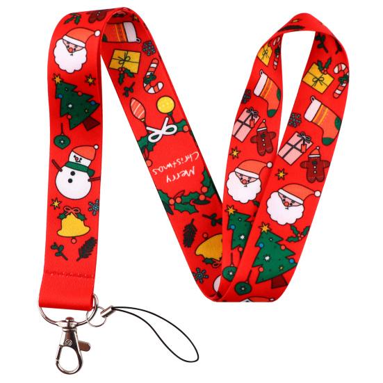 2 pezzi di cordini per la creazione di insegne, cordino da collo con pupazzo di neve di Natale, portachiavi, cordino per distintivo di Babbo Natale con porta biglietti, regalo di Natale