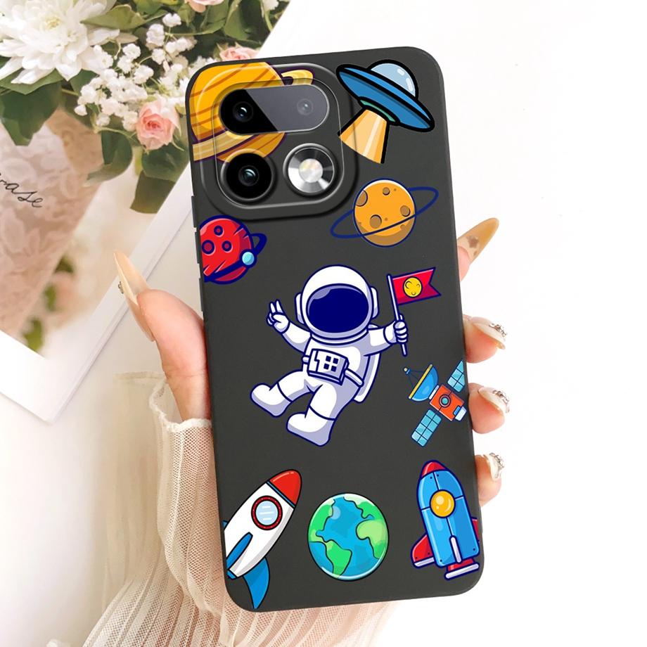Cute Cartoon Black Cat Dragon Soft Silicone Case For Realme 16 Pro Pro+ Realme16 Back Cover Shockproof Shell Anti-scratch Bumper