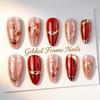 30-Piece Set: Handmade Almond Nails with 3D Flowers, Butterflies & Pearls