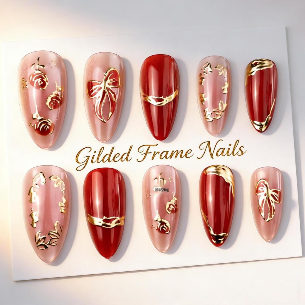 30-Piece Set: Handmade Almond Nails with 3D Flowers, Butterflies & Pearls