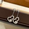 New Vintage 100% Pure 925 Sterling Silver Earrings Pave Zircconia Tassel Pearl Gourd Shape Eardrop For Women Luxury Fine Jewelry