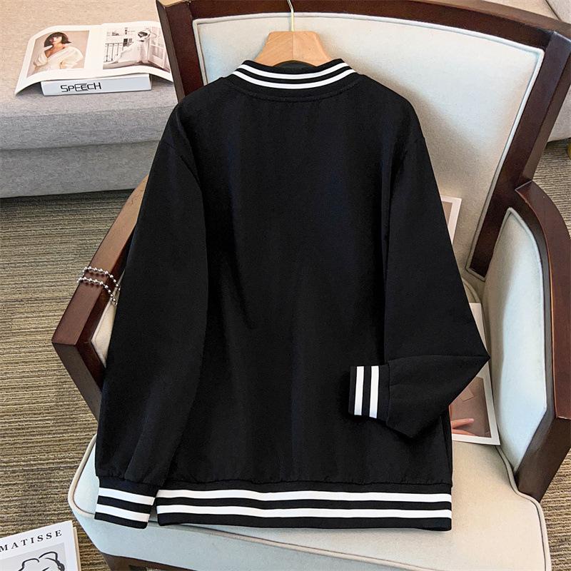 Women's Plus Size Baseball Hoodie Cardigan, Fashionable, Bust 150-170cm, Sizes 200-300 Jin.