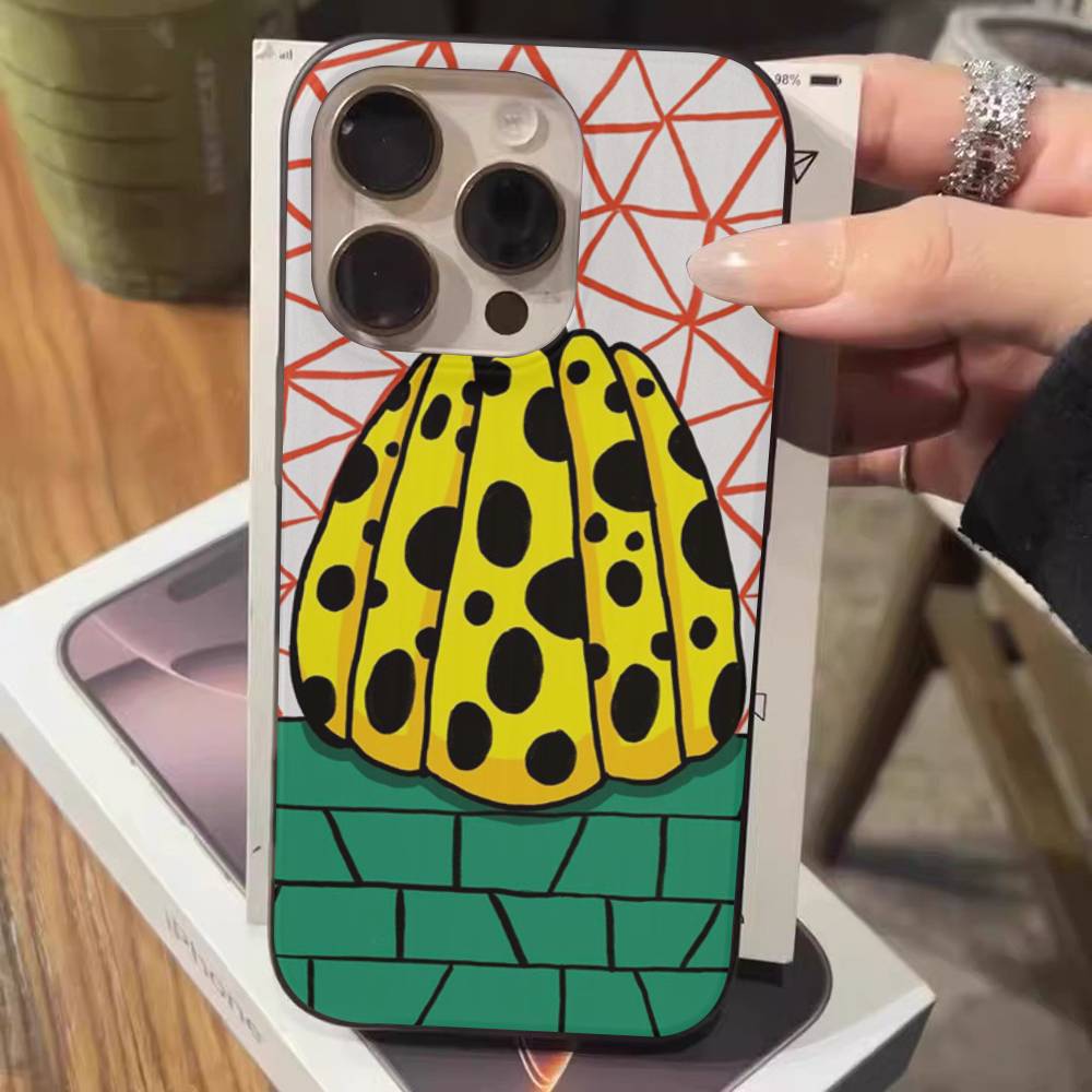 

Pumpkin Yayoi Kusama Soft Corrugated Phone Case For IPhone 11 12 13 14 15 16 17 Pro Max Plus Pro Shockproof Cover iPhone 14 pro