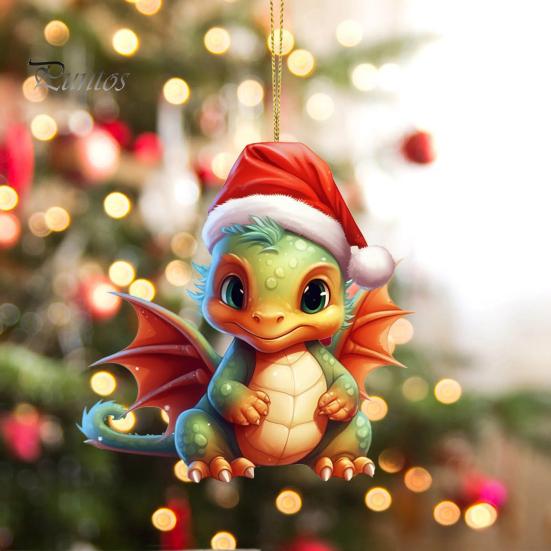 Christmas Dragon Pendant Cartoon Dragon Baby Acrylic Hanging Ornament Durable for Festive Tree Decoration