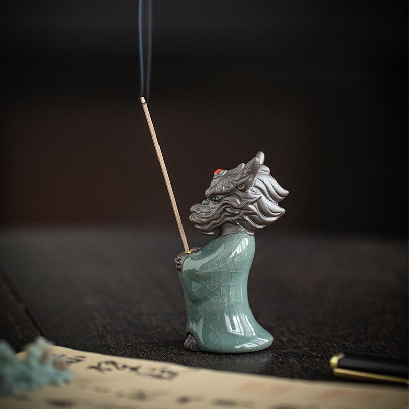 Mini Ceramic Dragon Incense Holder Burner for Tea Ceremony Meditation Zen Desk Decor Line Stick Fragrance Plug Stand Gift