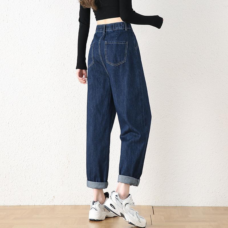 Ženy Džínsy Jar Jeseň Elastický pás Svetlomodré Voľné Denim Nohavice Haremové Nohavice Dámske Ležérne nohavice