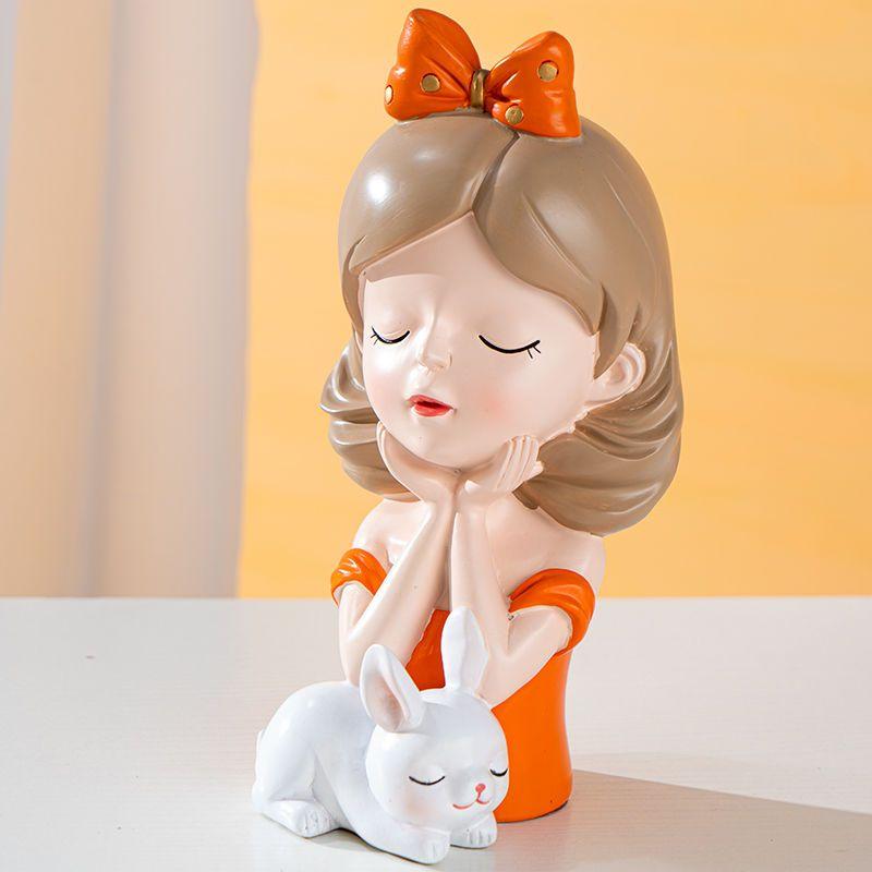 

Статуя в позе лица, милая статуэтка девочки-зайчика, поделки, скульптура, поза йоги, украшение для домашнего офиса, подходит в качестве подарка на день рождения