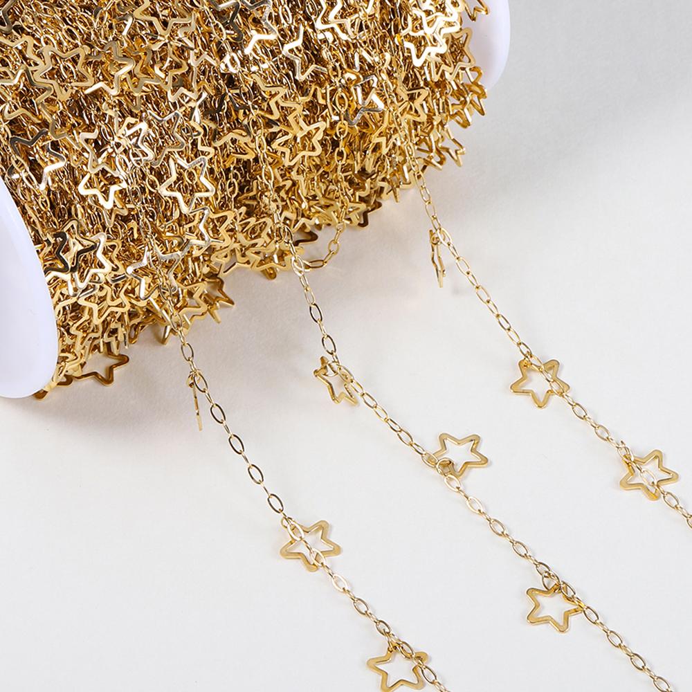 2Meters 1Meter Stainless Steel Hollowout Star Link Chain Dangle Charm Chains for Necklace Anklet Jewelry Making DIY Waterproof