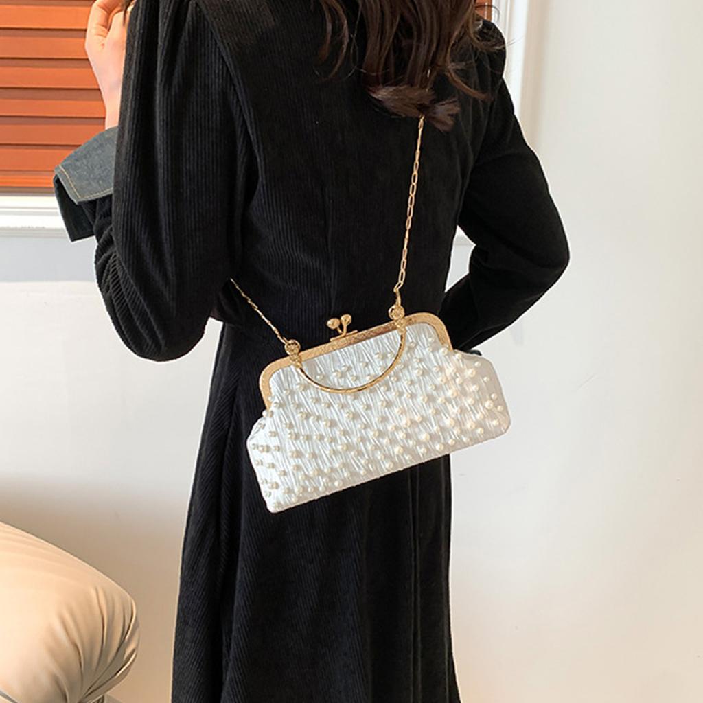 Faux Pearl Shoulder Bag Exquisite Decorative Stylish Handbag Portable Lightweight Women Fashionable Shoulder Handbag