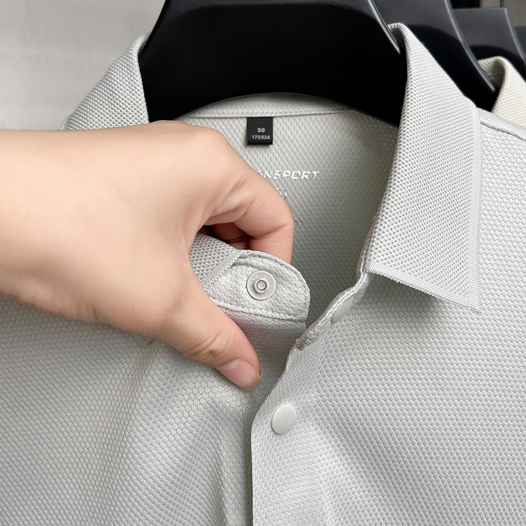 Quick Drying and Cool Feeling Simple Nylon Ammonia Solid Color Men's Casual Polo Shirt