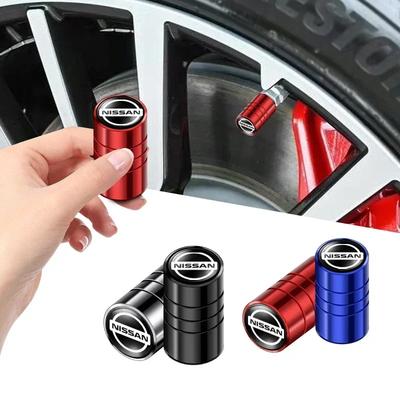 2025 For Nissan 4pcs Car Badges Wheel Tire Valve Stem Caps Covers Auto Accessories For Nissan X-trail Qashqai Note Juke Sentra P
