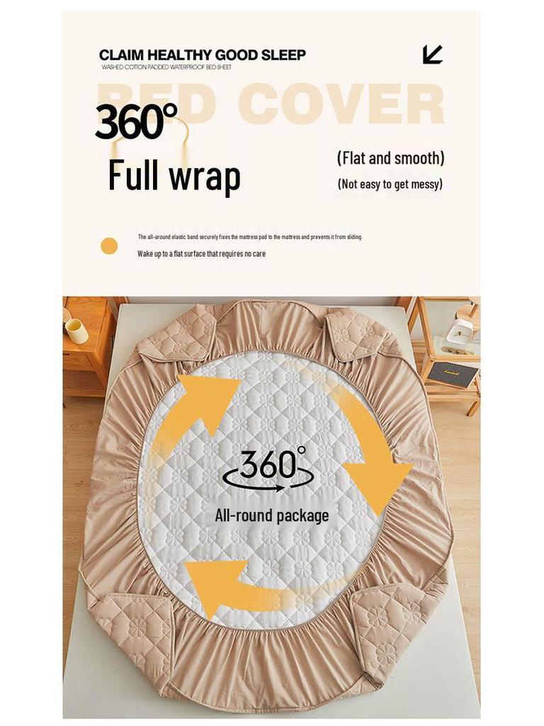 Class A Quilted Waterproof Cotton Mattress Protector - Breathable, Skin-friendly, Non-slip, Anti-stain, Urine-proof, Machine Washable.