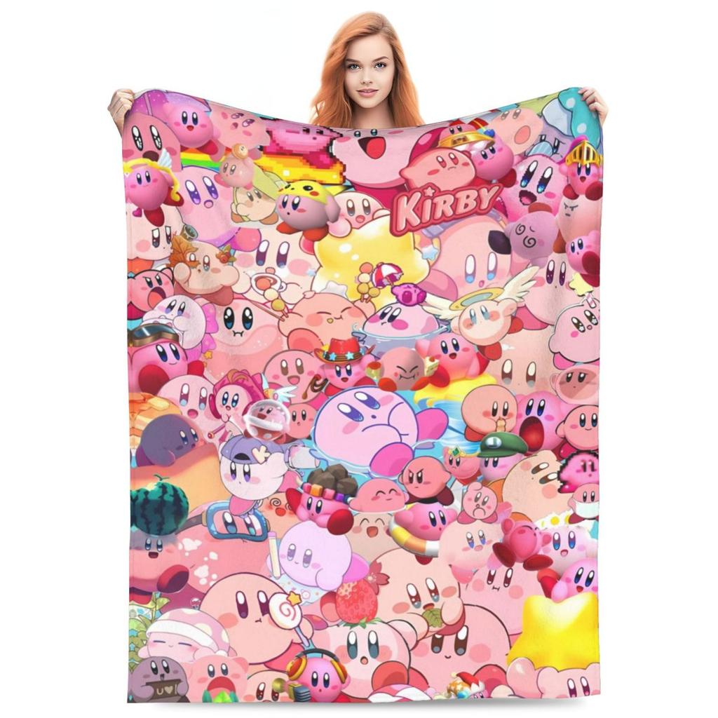 Warm Soft Blankets Airplane Travel Kirby Stars Collages Throw Blanket Flannel Bedspread For Couch Bed Comfortable Sofa Bed Cover