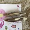 2pcs Metal Bangs Broken Hair One Word Duck Bill Shape Side Makeup Small Female Hairpin Hollow Gold and Silver Clip