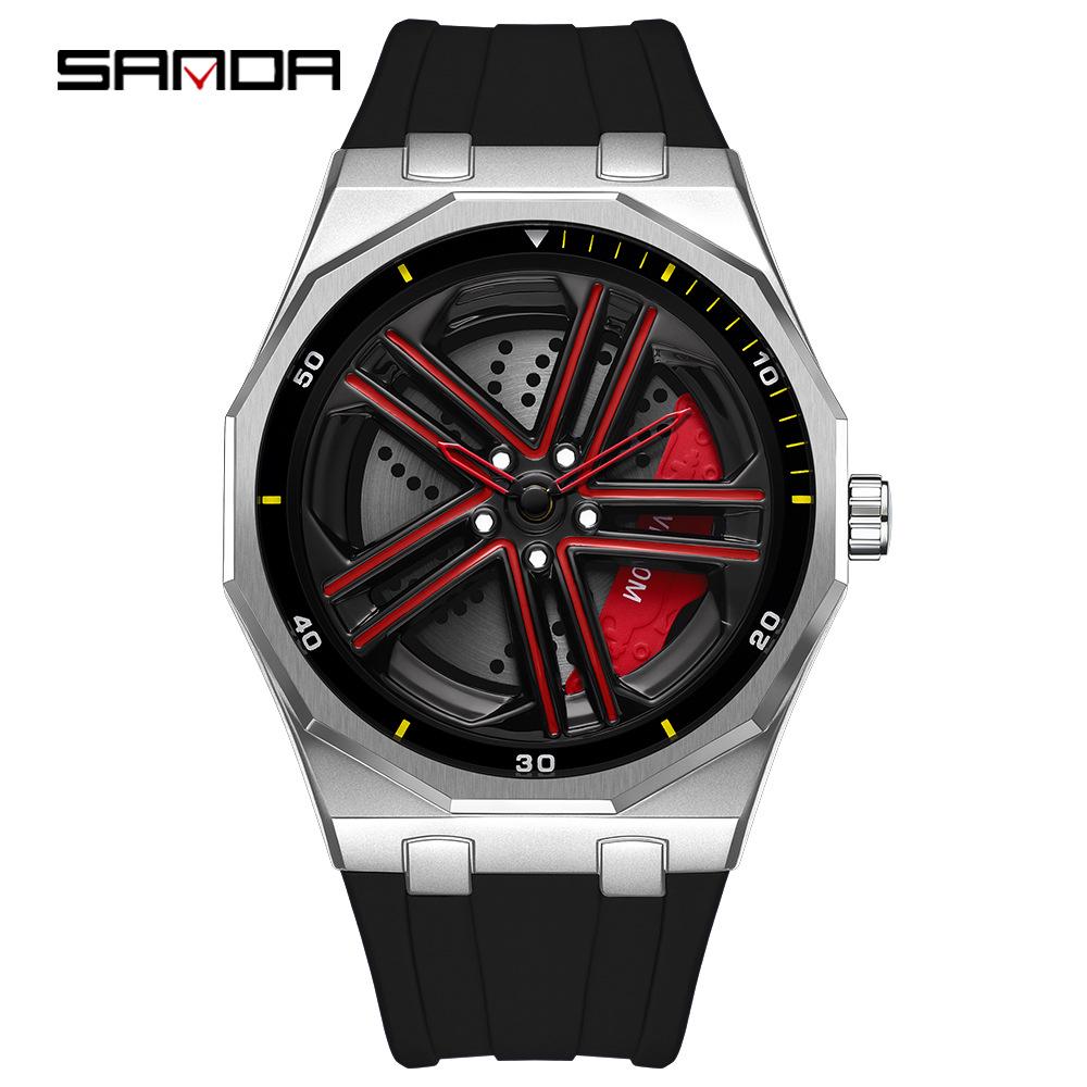 SANDA 1162 Мужские модные водонепроницаемые кварцевые часы с вращающимся колесом