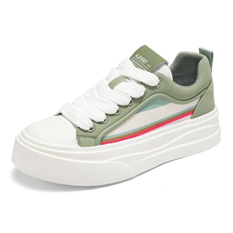 New casual versatile low-top breathable mesh men's shoes trendy men's fashion white shoes thick baseplate shoes