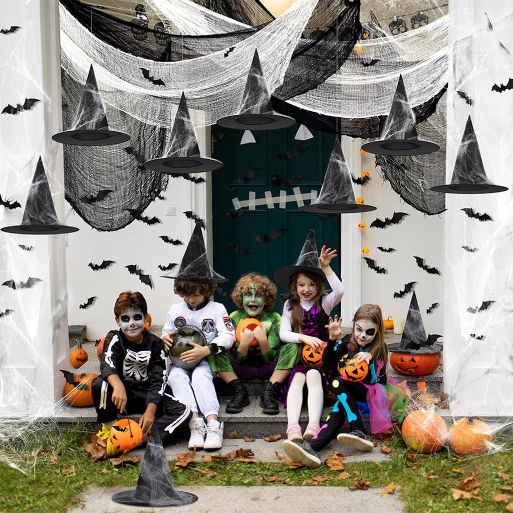 44 ks párty dekorace scénické rekvizity čarodějnický klobouk netopýr tematická směs dekorací pro tematickou párty dekorace