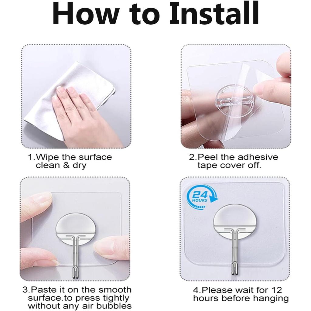 12 Pack Super Sticky Adhesive Pads, Waterproof Transparent, 5.8 X 5.8 Cm, Multipurpose Home Fixing Stickers