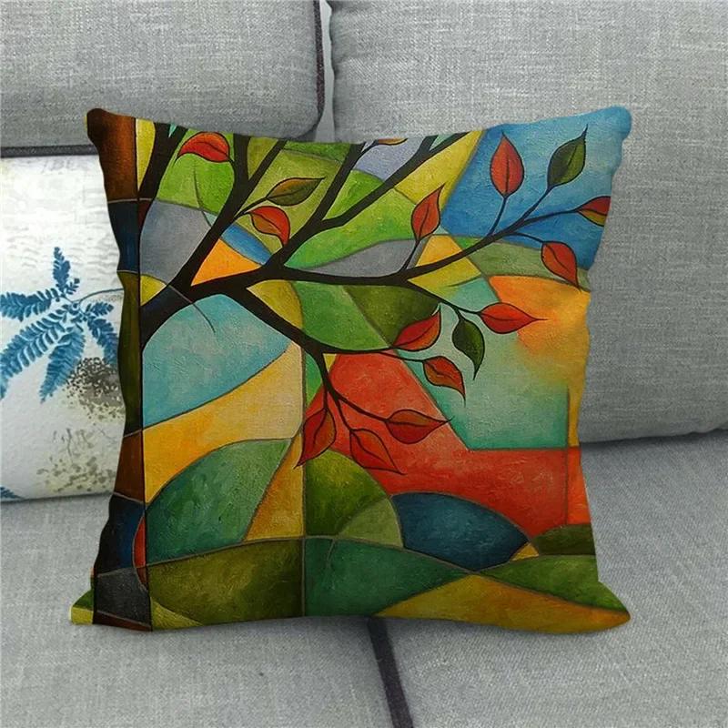 Living Room Bedroom Sofa Bed Chair Pillowcase Pumpkin Plant  Watercolor Thanksgiving Linen