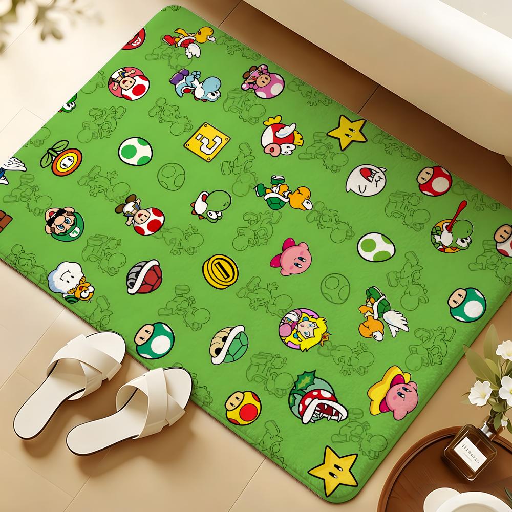 Anime Pixel Image Floor Mat Soft Flannel Rug Non-Slip Absorbent Mat For Bathroom Bedroom Home Decor