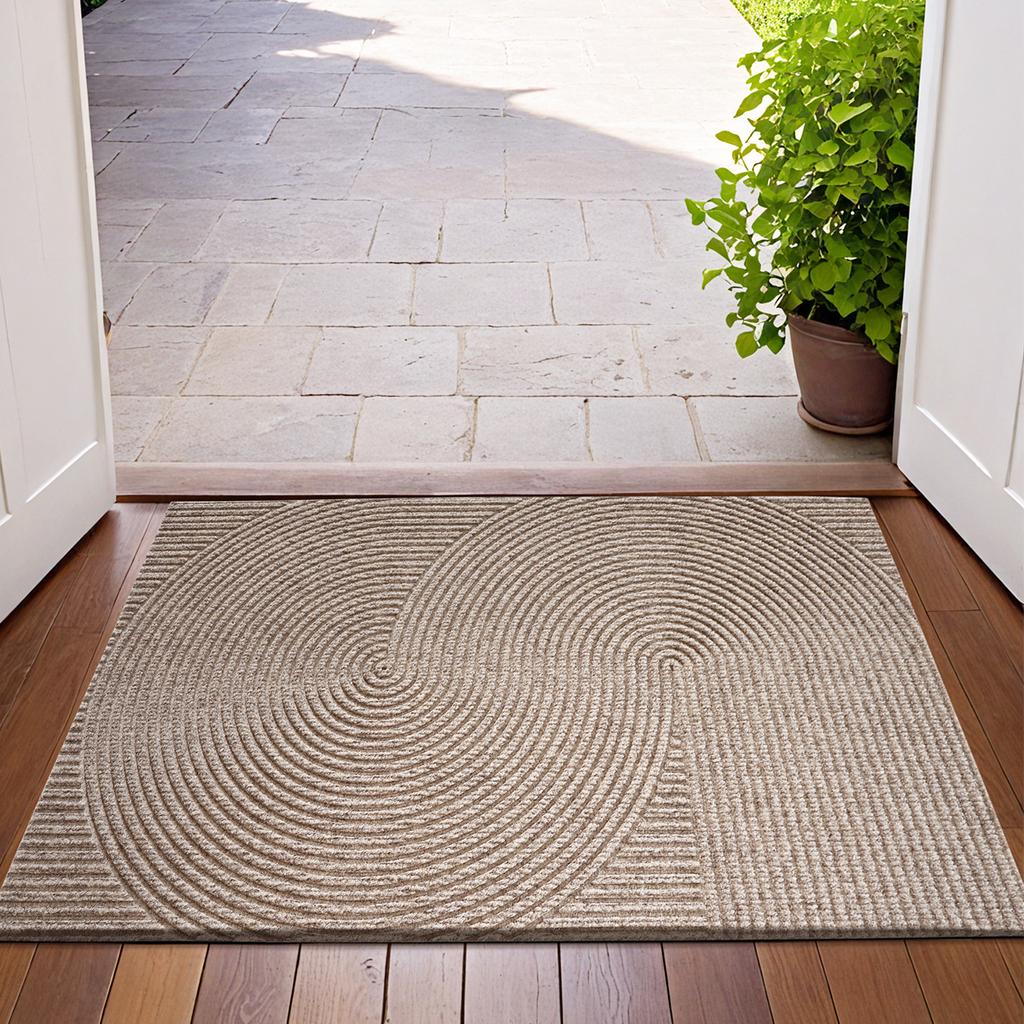 3D Groove Outdoor Doormat, TPR Anti-Slip Floor Mat, Dustproof Wear-Resistant Polyester Rug for Porch, Home Entrance Decor