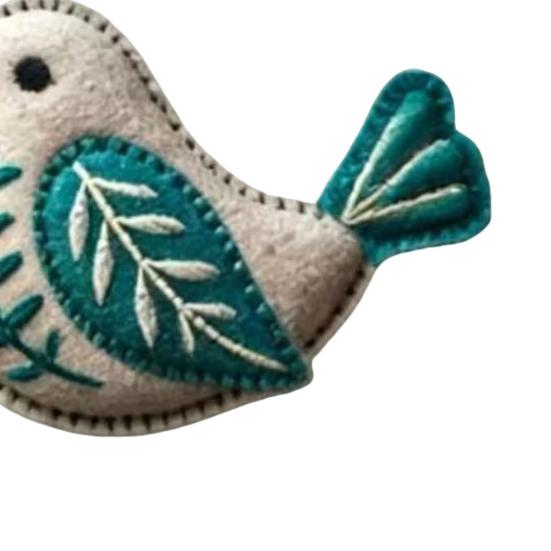 Handgefertigter Filzvogel-Schmuck, Vintage-Stickerei Vogel Hängedekoration, Handgefertigter Bunter Vogel Weihnachtsbaumschmuck