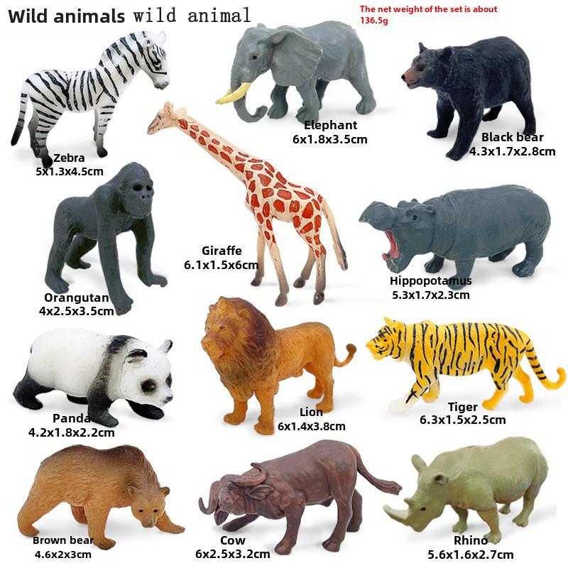 "1-9 inch Plastic Animal & Dinosaur Model Toy Set"