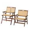 Vintage Style Portable Foldable Rattan Chair with Backrest for Home, Balcony, and Outdoor Leisure