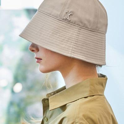 VA Curved Stud Round Drop Bucket Hat Beige