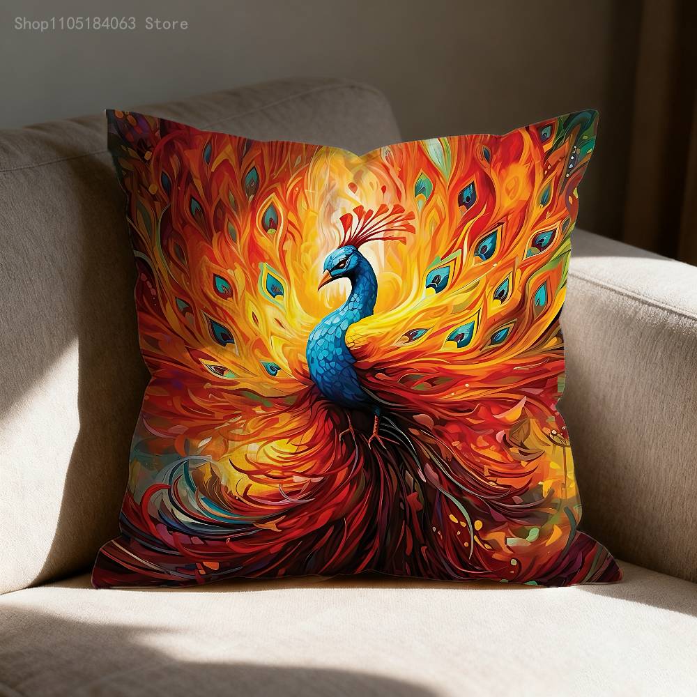 Mandala Peacock Pattern Throw Pillow Case For 30x30cm 40x40cm 45x45cm 50x50cm 55x55cm Square Sofa Pillowcase Shell