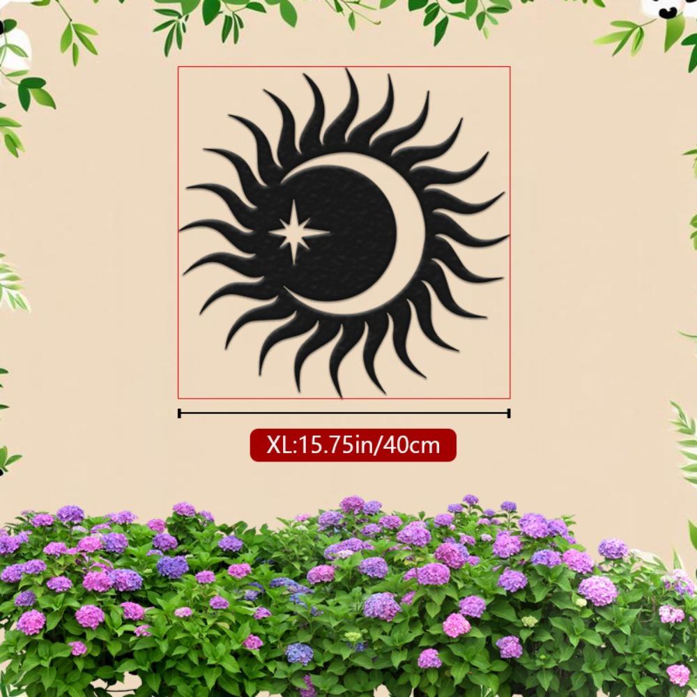 

1pc 2D Flat Sun Moon Metal Wall Art 15.75 inch Black Gold Indoor Outdoor Hanging for Living Room Bedroom Bathroom Kitchen Patio Balcony Unique Gift XL: 15.75in / 40cm чёрный
