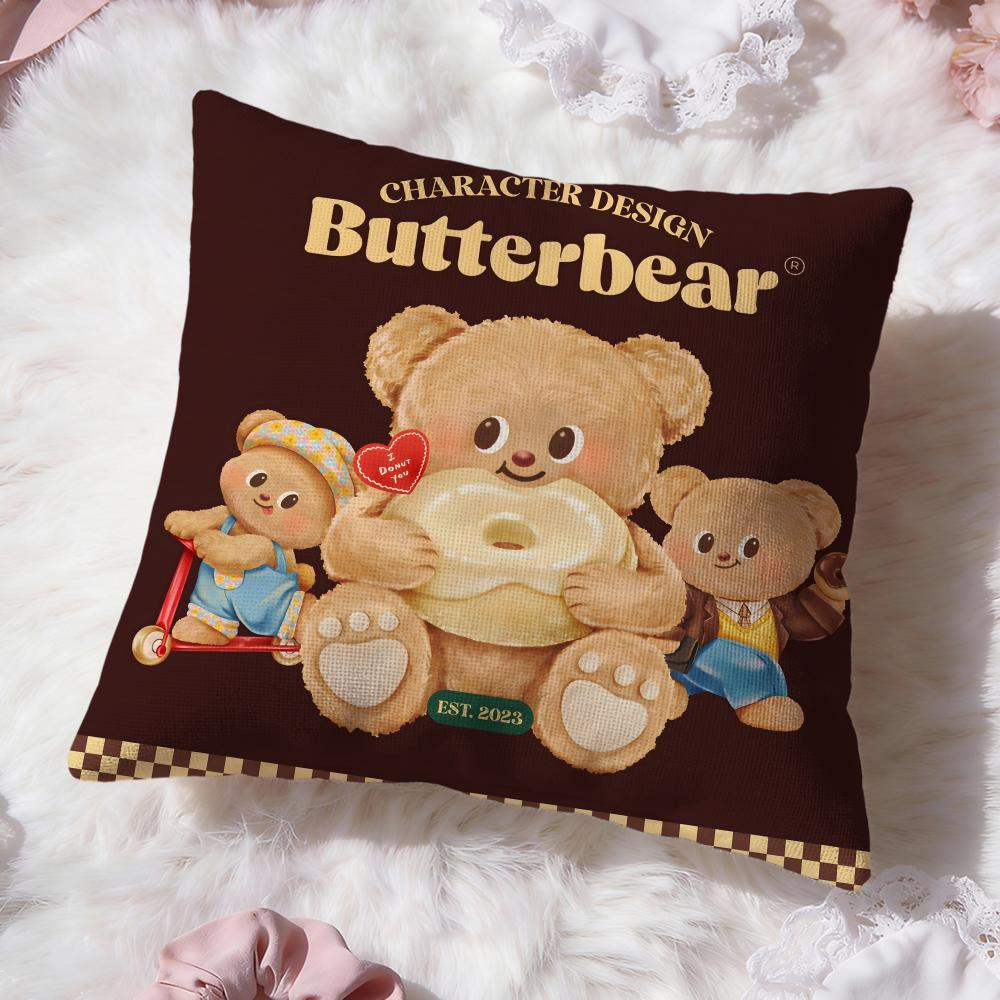 Anime B-Butter BearS Cushion Cover Premium Comfort Reversible Pillow Cove -Two In One Design for Any Room & Car Interior
