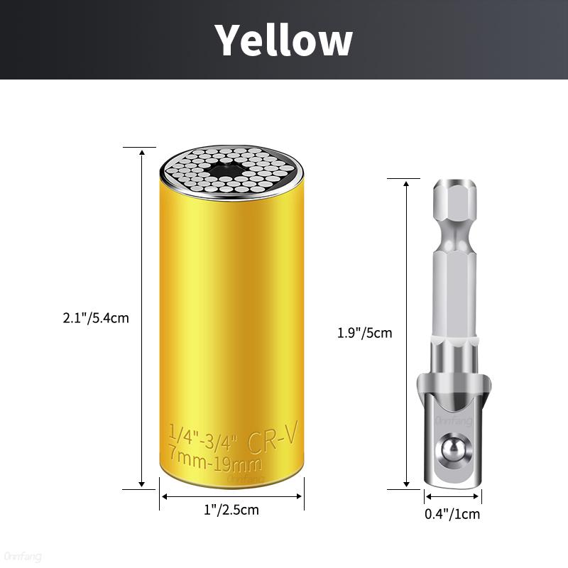 Universal Hardware Torque Wrench Head Set Socket Sleeve In Wrench 7-19mm Spanner Key Magic Portable Multi Hand Tools жёлтый