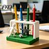 Eco-friendly Pen Holder Soccer Goal And Player Figure Holder, 3D Printed Sports Desktop Stationery Organizer Theme Pencil 4 Hole for Home, Office