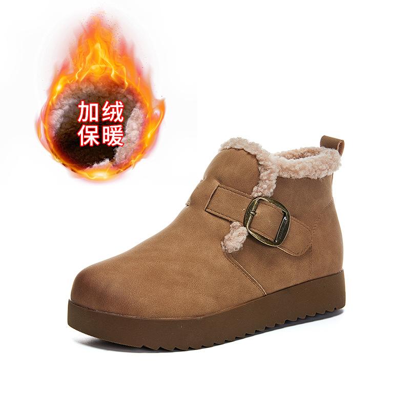 New Retro Snow Boots Women's Winter Thick-soled Heightening Martin Boots Women's Velvet Warm Women's Boots Versatile Boots