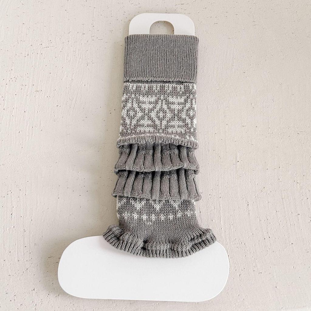 Girls' Korean Fair Isle Leg Warmers - Warm, Thick, and Slouchy for Autumn and Winter