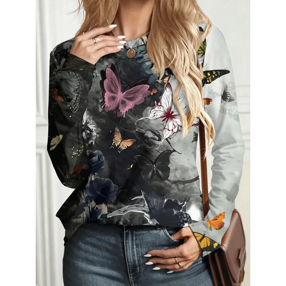 Versatile Simple Women s Long-sleeved Crew Neck Comfortable Top Fashionable Breathable Pullovers Long Sleeves Women’s S